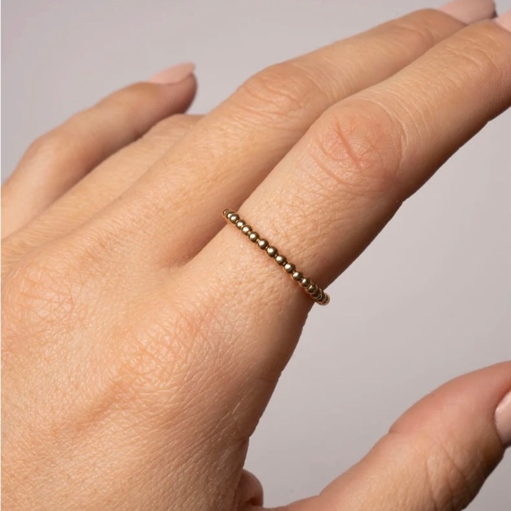 14K ROSE DAINTY BEAD RING